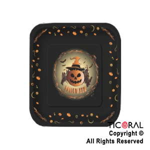 PLATO CUADRADO CHICO HALLOWEEN STAMPING x 8